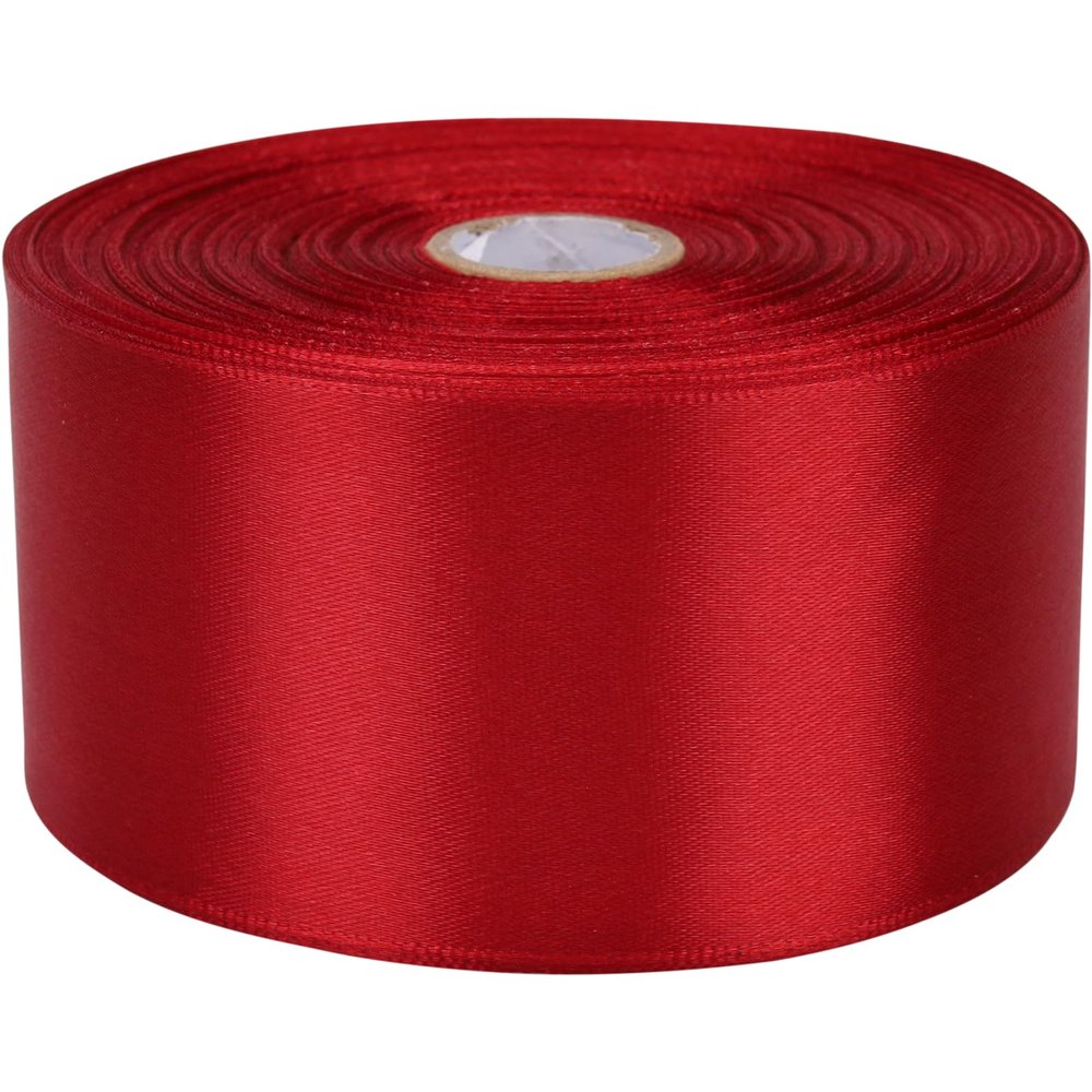 Baocuan 2 inch x 50 Yards Wine red Single Face Satin Ribbon Solid Fabric Ribbon for Gift Wrapping Floral Bouquets Wedding Birthday Party Decoration Hair Floral Craft Sewing