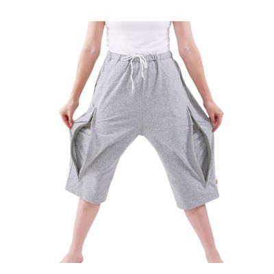 Lmaray Catheter Leg Bag Cropped Pants, Men Women Nephrostomy Bag Holder Pants to wear with catheters (Grey, XL)