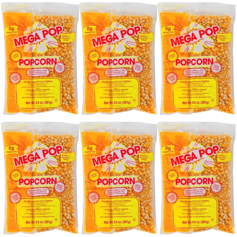 NineLife Basics Mega-pop Popcorn, Oil and Salt Kit with Coconut Oil - 10.5 Oz. - 6 Ct.