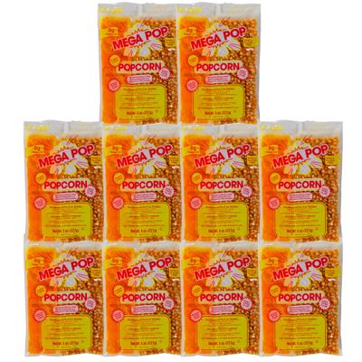 Mega-pop Popcorn (10 count) Oil and Salt Kit with Coconut Oil - Flavored Popcorn - Butter Corn/Oil/Salt Kits 8 Oz