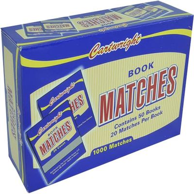 Generic Book of Matchbooks (Blue) by Cartwright, 1000 Matches Total, 20 Matches per Book, 50 Books (4)