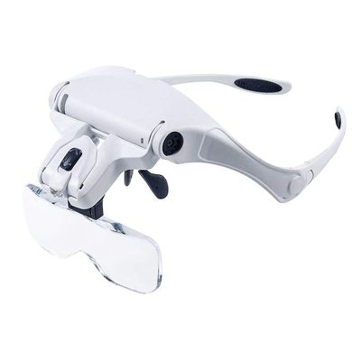 JKSVTF Head Mounted Repair Magnifier Eyelash Extension 5 Lens Adjustable Headband Magnifying Glass Magnifier w/LED Light Lamp Magnifying Glasses for False Lashes