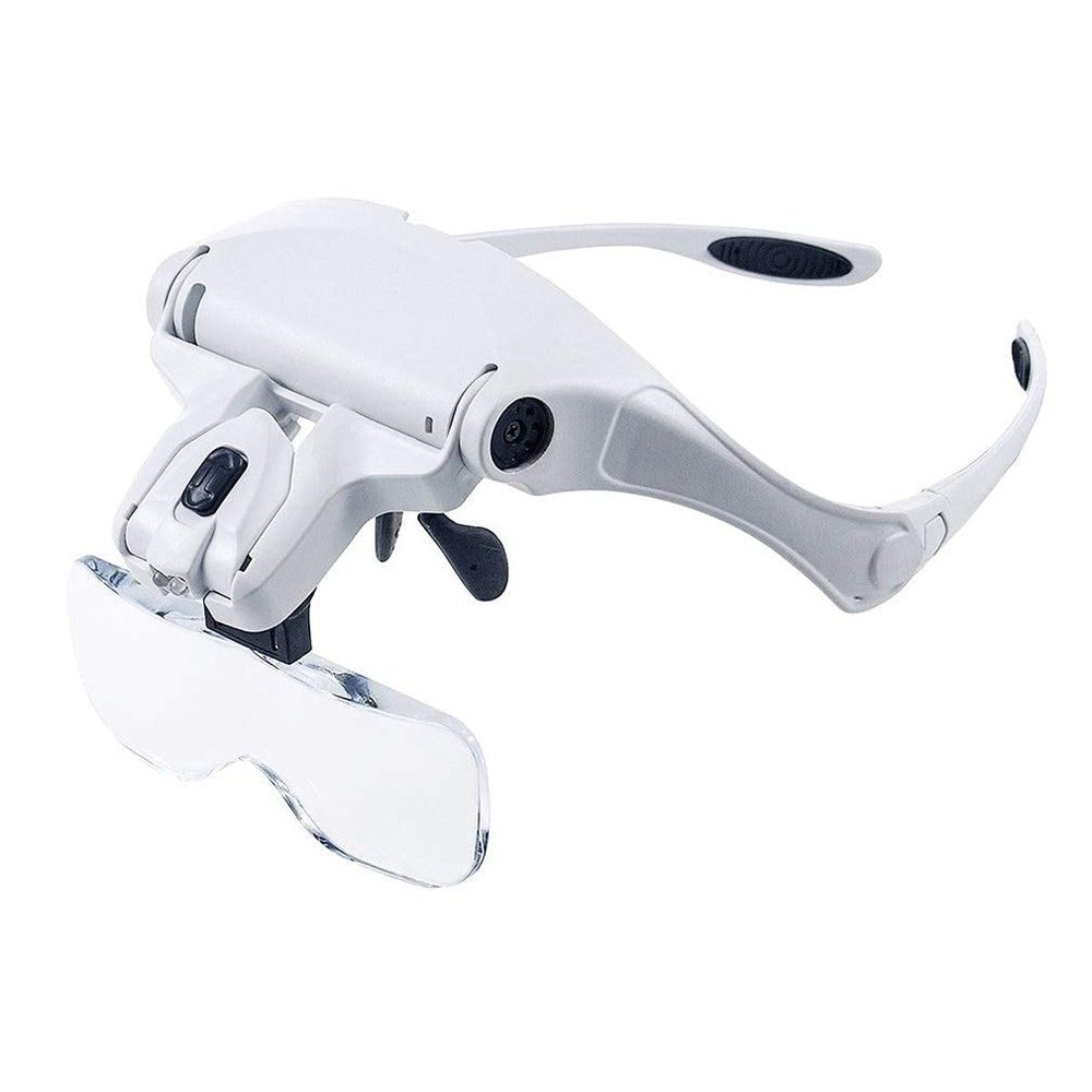 JKSVTF Head Mounted Repair Magnifier Eyelash Extension 5 Lens Adjustable Headband Magnifying Glass Magnifier w/LED Light Lamp Magnifying Glasses for False Lashes