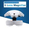 JKSVTF Head Mounted Repair Magnifier Eyelash Extension 5 Lens Adjustable Headband Magnifying Glass Magnifier w/LED Light Lamp Magnifying Glasses for False Lashes view 3
