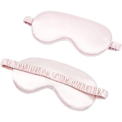2-Pack Silk Sleep Mask 100% Mulberry Silk Eye Mask for Sleeping for Women& Men, Sleeping Blindfold Eyemask,Black (Light Pink,One Size)