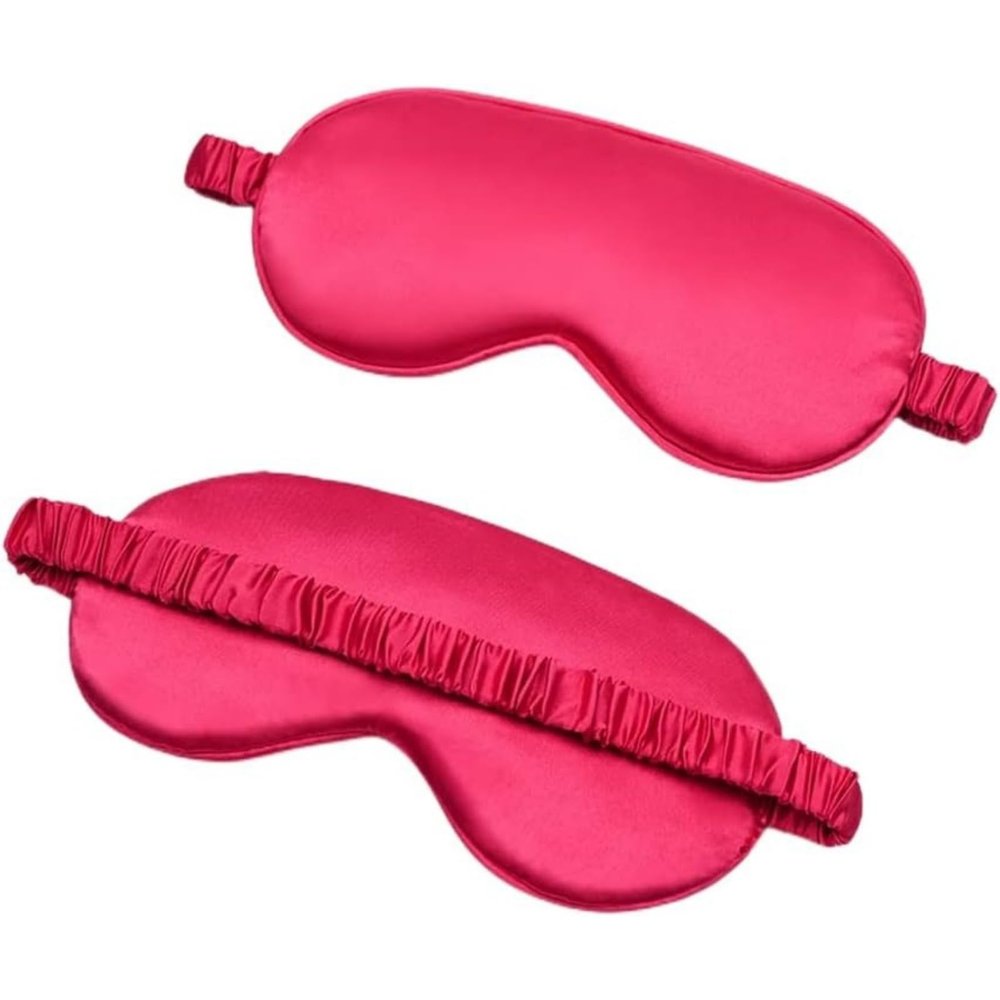 2-Pack Silk Sleep Mask 100% Mulberry Silk Eye Mask for Sleeping for Women& Men, Sleeping Blindfold Eyemask,Black (Red,One Size)