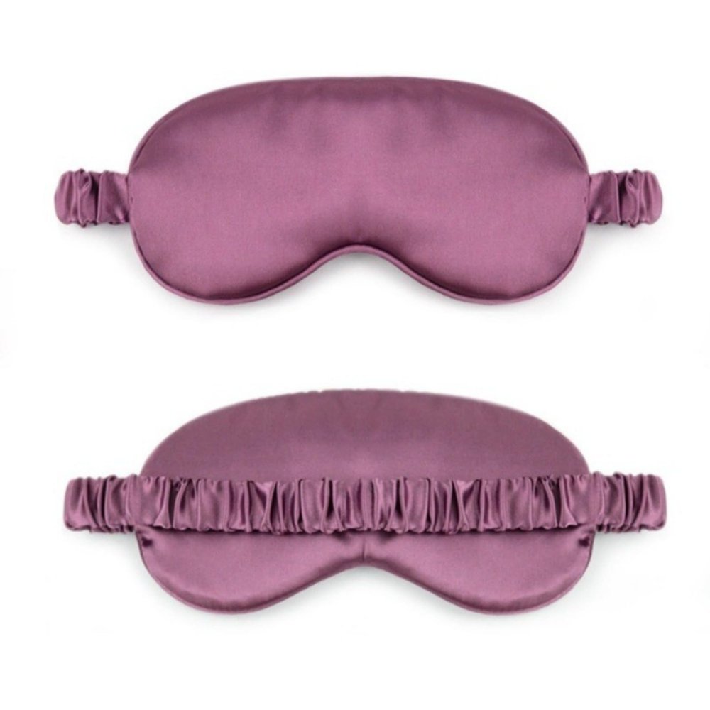 2-Pack Silk Sleep Mask 100% Mulberry Silk Eye Mask for Sleeping for Women& Men, Sleeping Blindfold Eyemask,Black (Dark Purple,One Size)