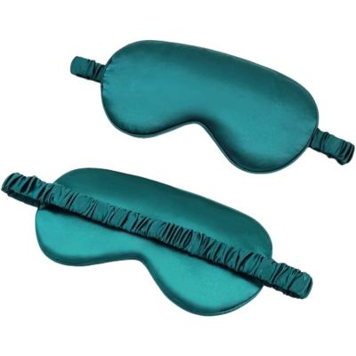 2-Pack Silk Sleep Mask 100% Mulberry Silk Eye Mask for Sleeping for Women& Men, Sleeping Blindfold Eyemask,Black (Dark Green,One Size)