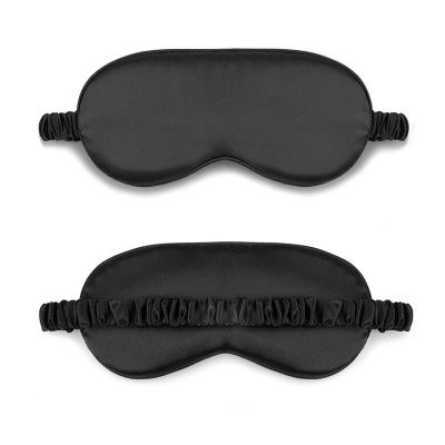 2-Pack Silk Sleep Mask 100% Mulberry Silk Eye Mask for Sleeping for Women& Men, Sleeping Blindfold Eyemask,Black (Black,One Size)