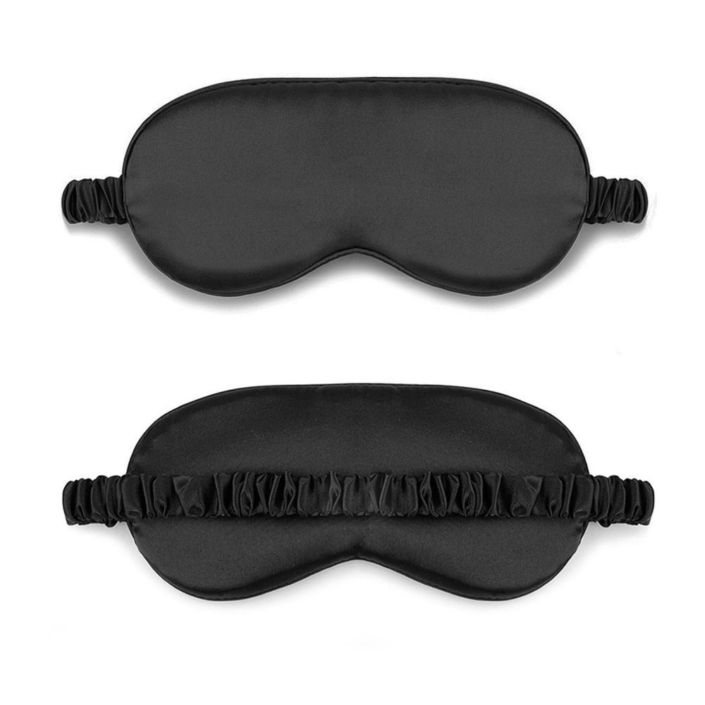 2-Pack Silk Sleep Mask 100% Mulberry Silk Eye Mask for Sleeping for Women& Men, Sleeping Blindfold Eyemask,Black (Black,One Size)