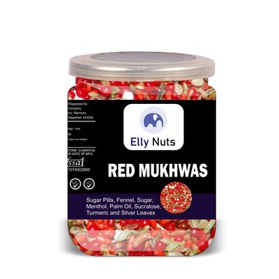 ELLY NUTS Red Mukhwas 500 Gram Airtight Container