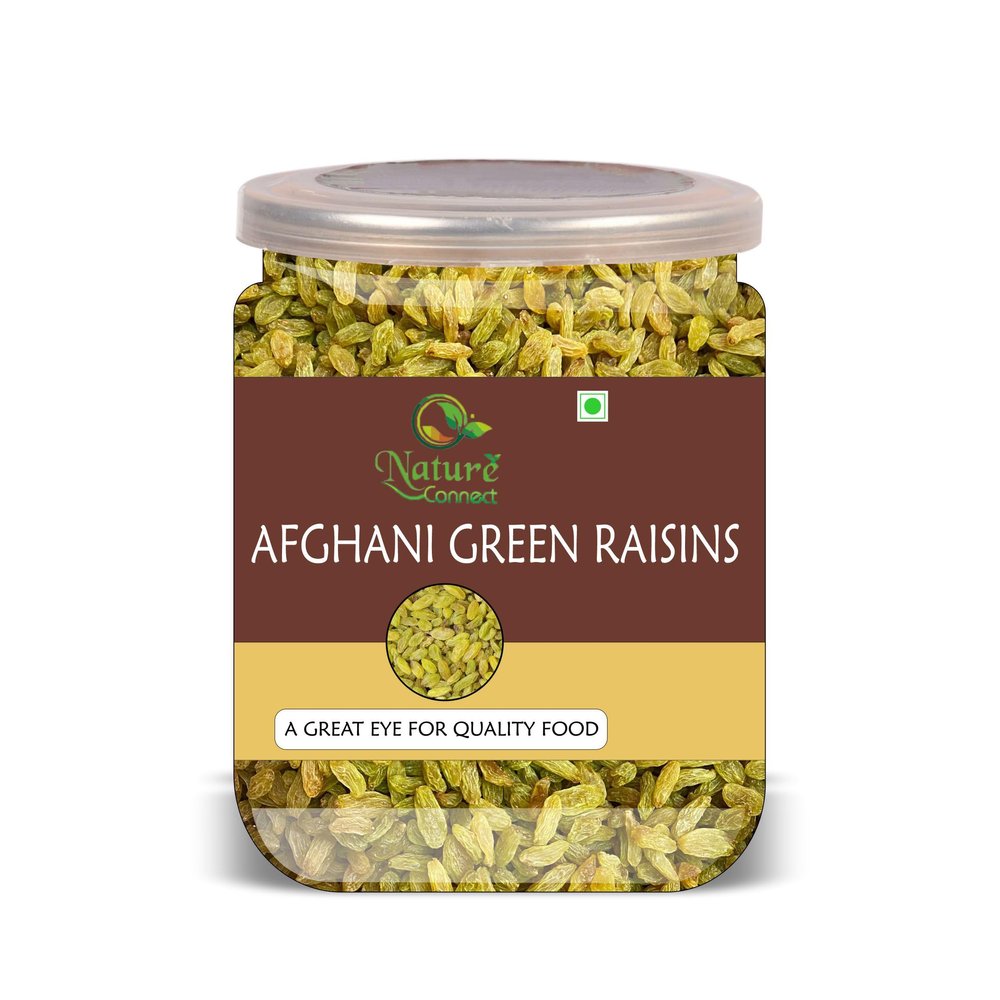 NATURE CONNECT Afghani Green Raisin 500 Gram Airtight Container