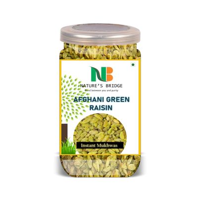 NATURE'S BRIDGE Afghani Green Raisin 500 Gram Airtight Container