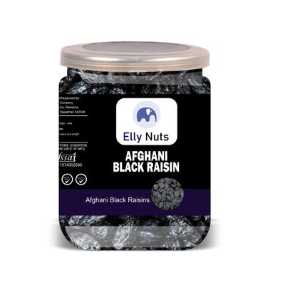 ELLY NUTS Afghani Black Raisin 500 Gram Airtight Container