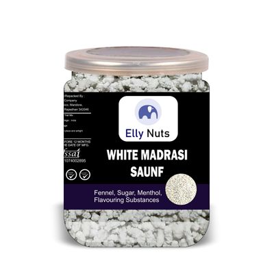 ELLY NUTS White Madrasi Saunf 300 Gram Airtight Container