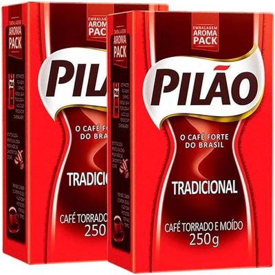 BRAZILIAN CORNER Pilo Roasted and Ground Coffee 2x 8.80 oz | Caf Pilo Torrado e Modo 2x 250g (PACK OF 02)
