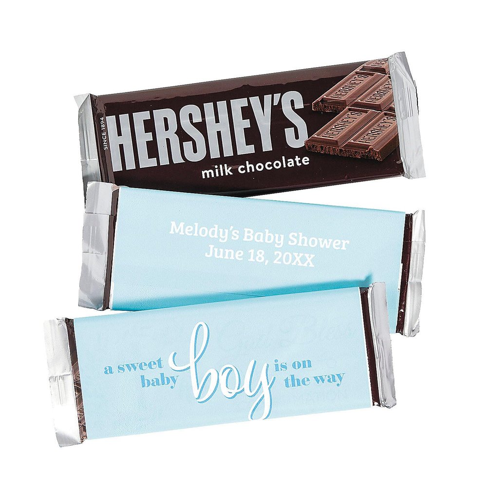 Fun Express Personalized Blue Baby Shower Candy Bar Sticker Labels - 12 Pieces