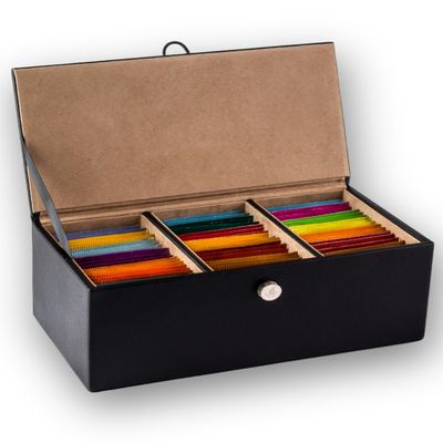 Gourmet Herbal and Decaf Tea Gift Variety, 60 Count 15 Flavors, Non-GMO and All-Natural, Vegan Leather Storage Box