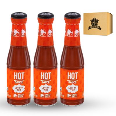 Hot Sauce Bundle. Includes Three 7.5 Oz of Taco-Bell Hot Sauce Bottle. For Taco Sauce, Salsa Hot Sauce, Burrito Wraps Sauce, and More! Mexican Hot Sauce with Good For My Home Box!