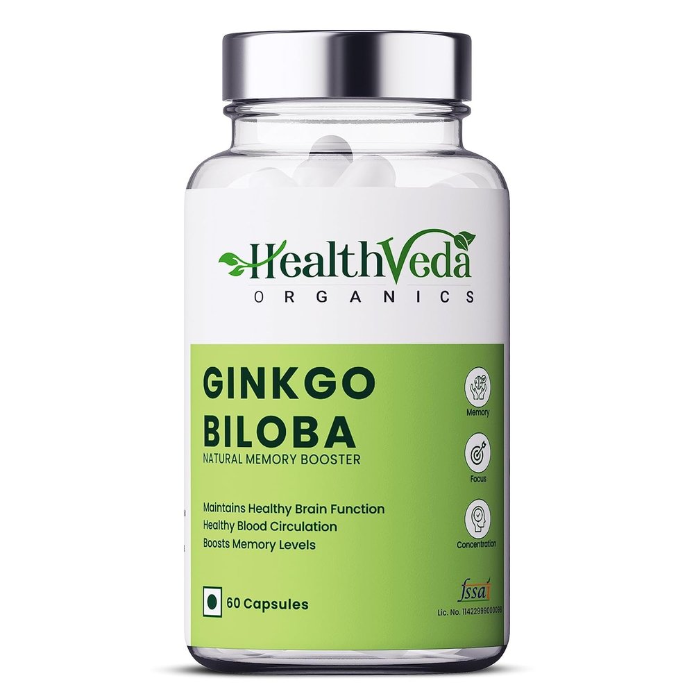 NineLife Basics Organics Ginkgo Biloba 120 mg | 60 Veg Capsules | Supports Better Concentration and Memory | for Both Men & Women
