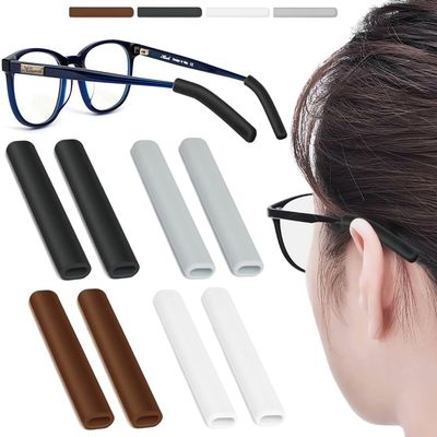4 Pairs Silicone Glasses Ear Cushion, Eye Glasses Ear Grippers Anti Slip, Rubber Ear Pieces Non Slip, Soft Eyeglass Ear Cushions for Pain, Temple Sleeves Tips Ear Pads for Preventer (Multicolor)