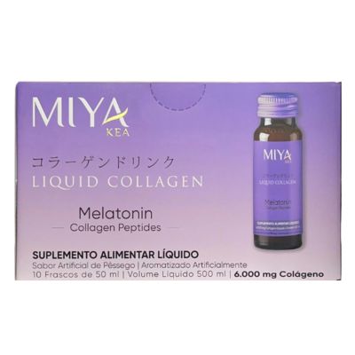 Miya Kea Liquid Collagen with Melatonin | Box with 10 Shots | 6000mg Collagen | Peach Flavor