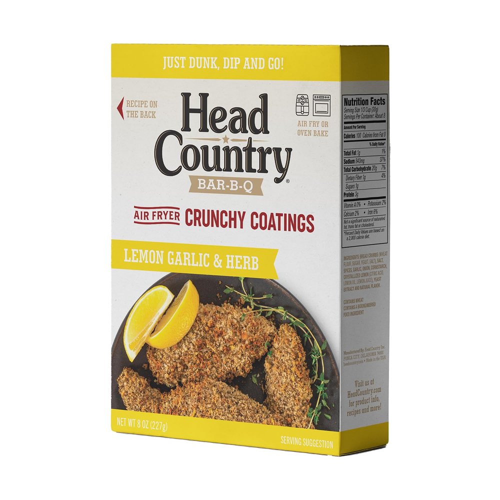 Head Country Air Fryer Crunchy Coating - Lemon Garlic & Herb | Tangy, Savory & Crunchy Coating | For Air Fryer or Oven Use | 8 oz.
