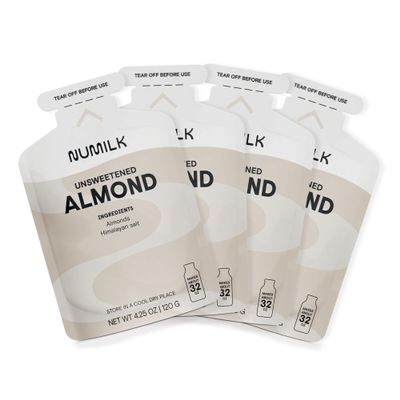 Numilk Pouches 4-Pack - Unsweetened Almond - Creamy Plant-Based Milk in Seconds - Easy-to-Use with the Numilk Nut Milk Maker Machine - Dairy Free Milk Beverage - One Pouch Makes 32oz