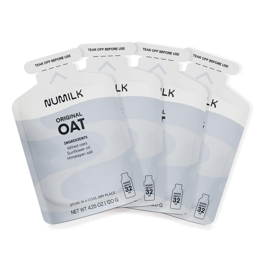 Numilk Pouches - Original Oat - Creamy Plant-Based Milk in Seconds - Easy-to-Use with the Numilk Nut Milk Maker Machine - Dairy Free Beverage - One Pouch Makes 32oz - 4-Pack