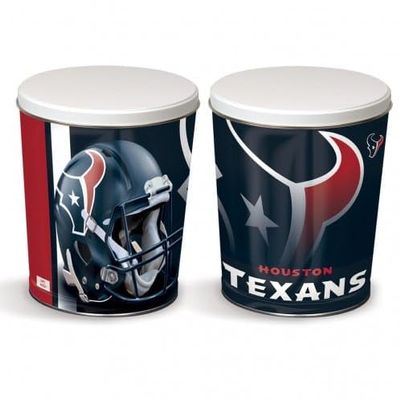 Colby Ridge 3 Way Football Popcorn Tin - White, Caramel, and Cheese Gourmet Craft Popped Gluten Free (3 Gallon - Houston)