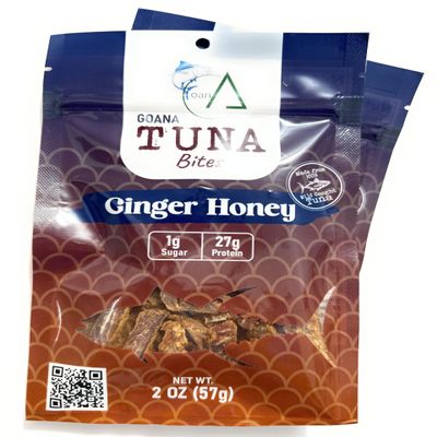 GOANA Tuna Jerky Bites, Ginger Honey, High Protein Fish Snack, Wild Caught Ahi Tuna, Keto Paleo Low Carb, Sugar Free, Gluten Free, Low Sodium, 2 oz (2 Pack)