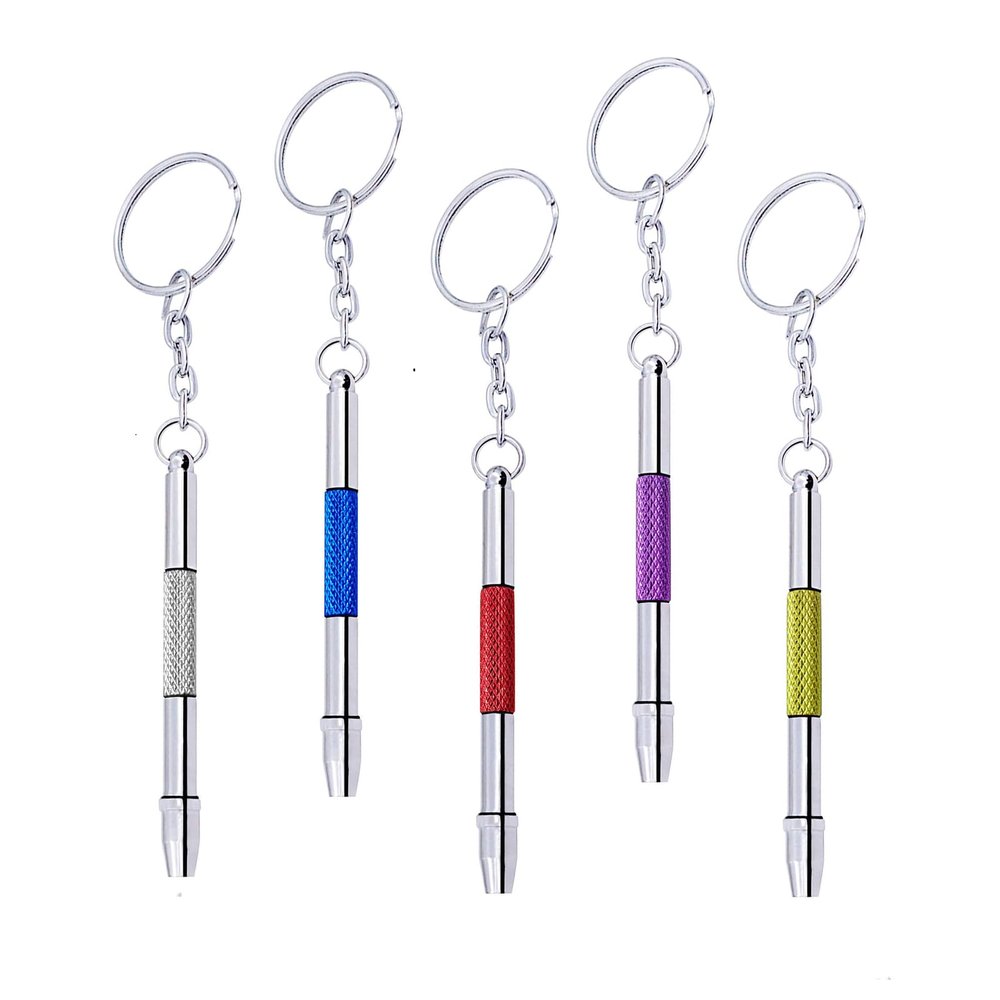 5 Pcs Mini Eyeglass Screwdriver, 4 in1 Watches Mini Precision, Stainless Steel Screwdriver Kit, Eyeglass Repair Set with Keychain,Stainless Steel Alloy Watchmaker Tool (5 colors)