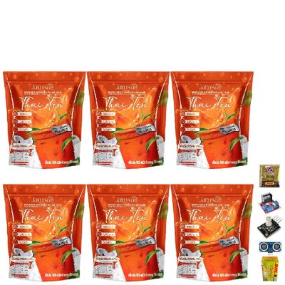 NineLife Basics Jamsai Thai Tea 15 Sachets/Pack(150g) Delicious Mellow Intense Roasted Snack No Sugar Set 6 No0617899569 By Beautygoodshop [Get Free For You Beauty Gifts], Large