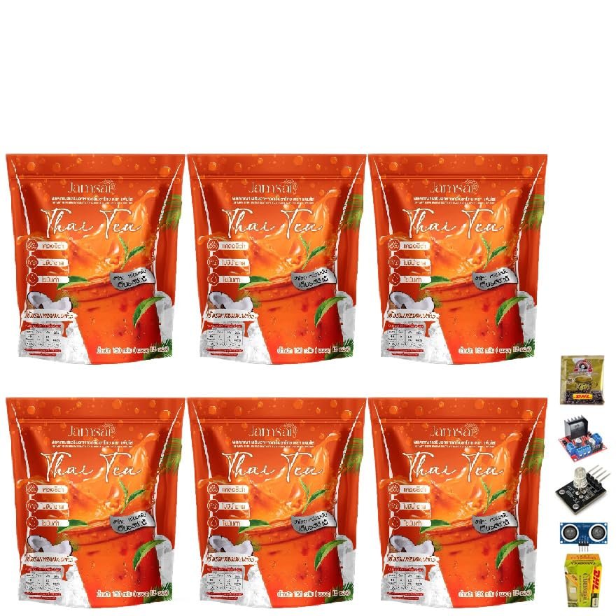 NineLife Basics Jamsai Thai Tea 15 Sachets/Pack(150g) Delicious Mellow Intense Roasted Snack No Sugar Set 6 No0617899569 By Beautygoodshop [Get Free For You Beauty Gifts], Large