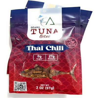 GOANA Tuna Jerky Bites, Thai Chili, High Protein Fish Snack, Wild Caught Ahi Tuna, Keto Paleo Low Carb, Sugar Free, Gluten Free, Low Sodium, 2 oz (2 Pack)