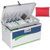 LOCKCURX Medication Lock Box, 13.4x7.6x8.2 Inch Aluminum Alloy Medication Safe, First Aid Box with Detachable Tray & Travel Pouch, Childproof & Privacy Medicine Box for Home, Travel, Dorm (Blue) view 1