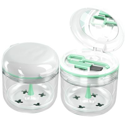 Aidarmoll Denture Bath CupRetainer Cleaner Case Box,Night Mouth Guard Case Holder,Storage Soak Container with Drain Tray for Travel Cleaning with Mirror and Brush