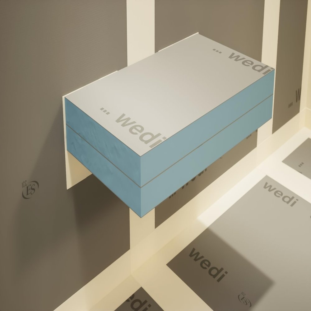 The Original Floating Shower Bench Kit with Wedi Building Boards & Original Shower Bench Bracket (12x24)-Great for New Constructions or Bathroom Renovations, Ready to Tile Shower Bench