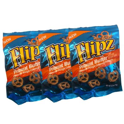 Flipz Peanut Butter Covered Pretzels 2.5oz RARE (Pack Of 3)