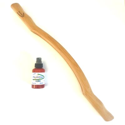 20.5" Ply-U-Flex Massage Scraping Stick with 2oz Ply-U-Flex Lube, Gua Sha Wooden Massage Stick, Muscle Scraping, Helps Relieve Muscle Cramps, Spams, Knots, Sciatica, Arthritis, Neck & Shoulder Pain