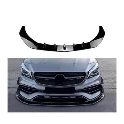 DFKAHF Car Front Bumper Lip Compatible for Mercedes CLA C117 2016-2019 CLA 200 260 45 AMG Spoiler Splitter Body Kits Diffuser(Color:Gloss Black)
