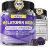 Antioxidant & Brain Support Melatonin 60mg 30mg for 50+ Adults | High Dose Melatonin for Anti-Aging & Immune | Extra Strength Melatonin Gummies with B6, Ashwagandha, Magnesium, MSM - 120 Gummies view 1