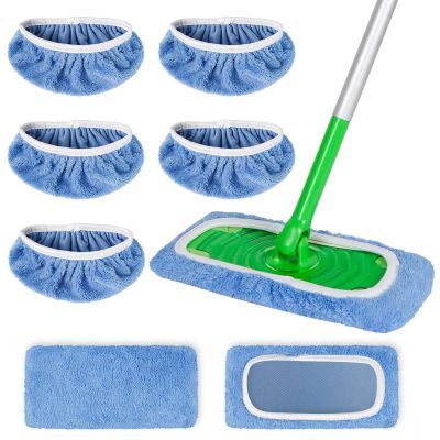 AmaVins 5 Pack Reusable Microfiber Mop Pads Compatible with Swiffer Sweeper Mop, Wet and Dry Flat mop Cover, Washable Swiffer Pads for Surface/Hardwood Floor Cleaning (Mop is Not Included)