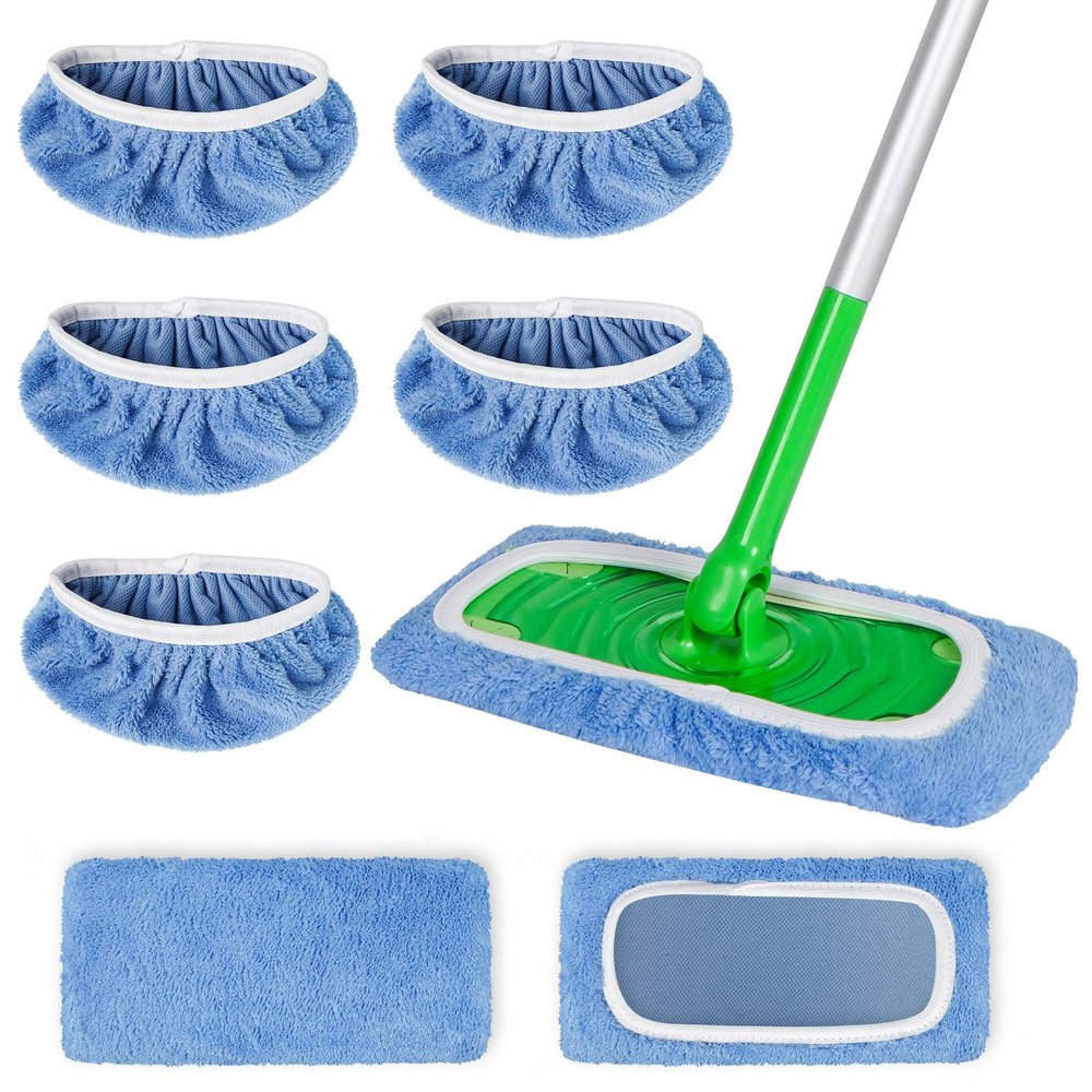 AmaVins 5 Pack Reusable Microfiber Mop Pads Compatible with Swiffer Sweeper Mop, Wet and Dry Flat mop Cover, Washable Swiffer Pads for Surface/Hardwood Floor Cleaning (Mop is Not Included)