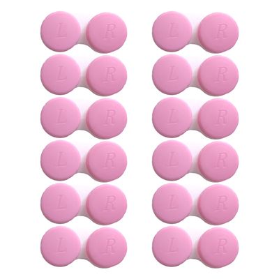 Erewa 12 Pack Contact lens case Contact Lens Holder Box Soak Storage Kit(Pink)