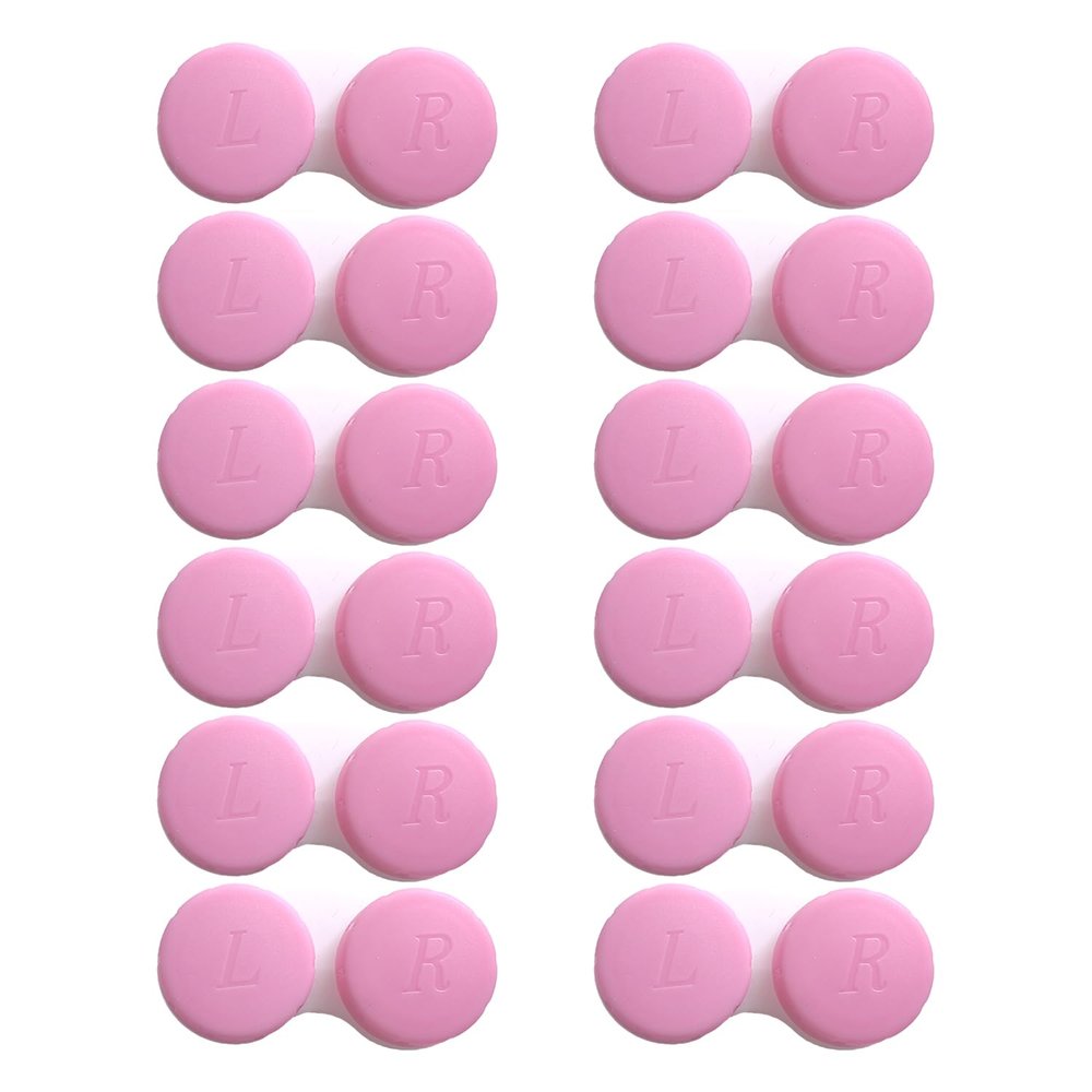Erewa 12 Pack Contact lens case Contact Lens Holder Box Soak Storage Kit(Pink)