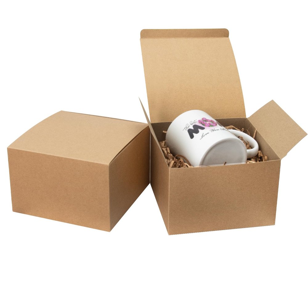 6x6x4 Gift Boxes 25 Pcs Kraft Paper Gift Boxes with Lids for Presents, Small Brown Boxes for Gifts, Christmas, Crafting