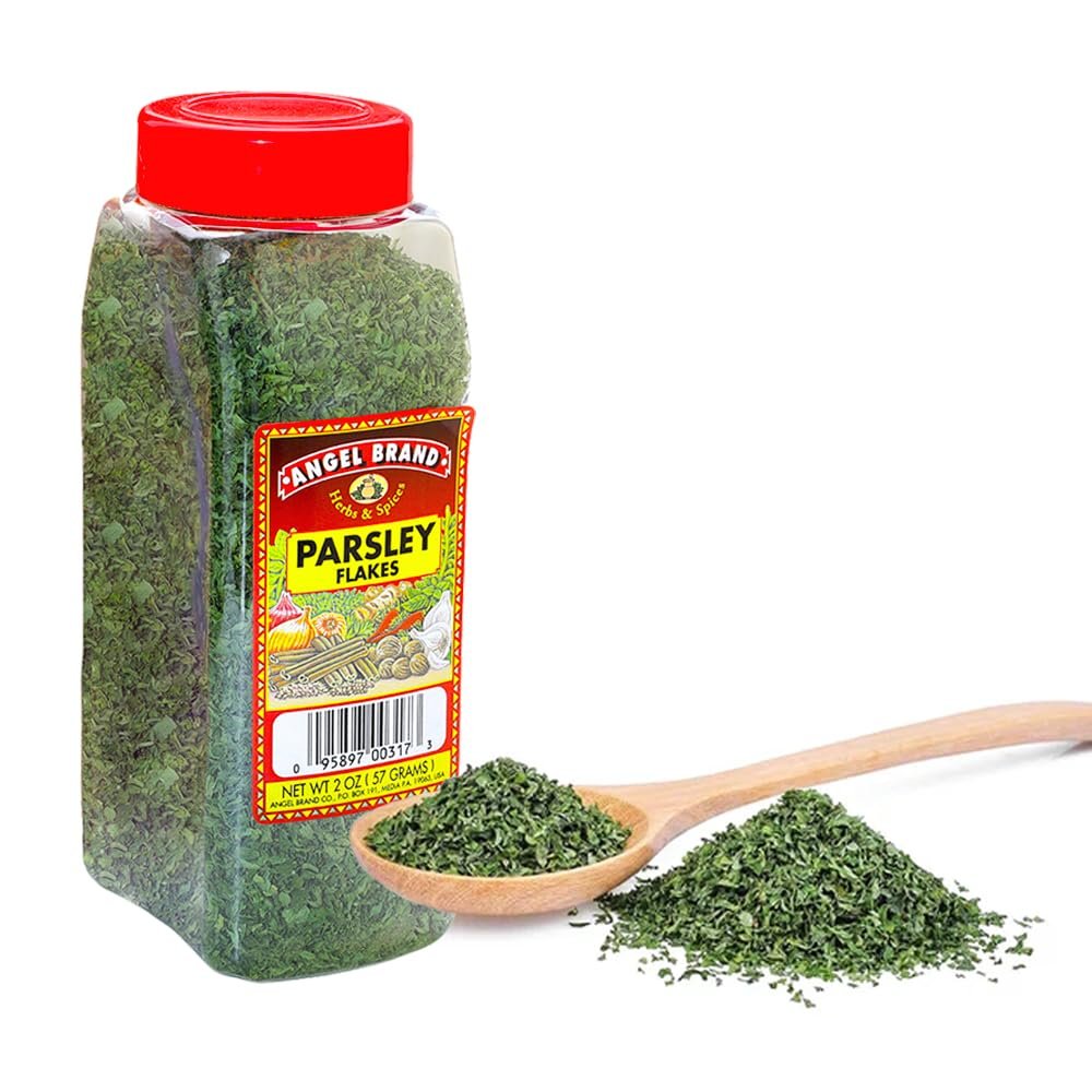 Angel Brand Parsley Flakes 2 oz Bottle  Premium Dried Parsley Seasoning for Cooking, Garnishing, and Flavoring  Fresh Taste and Vibrant Color.