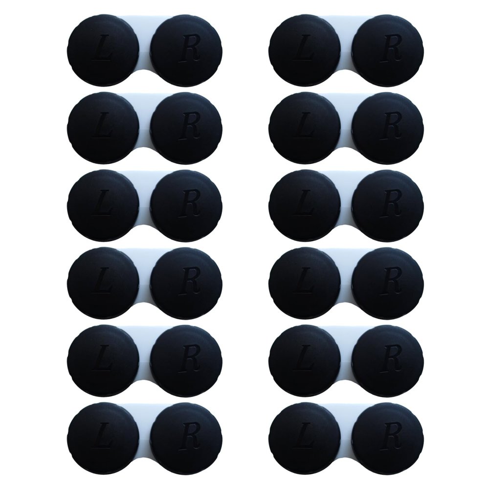 Erewa 12 Pack Contact lens case Contact Lens Holder Box Soak Storage Kit(Black)