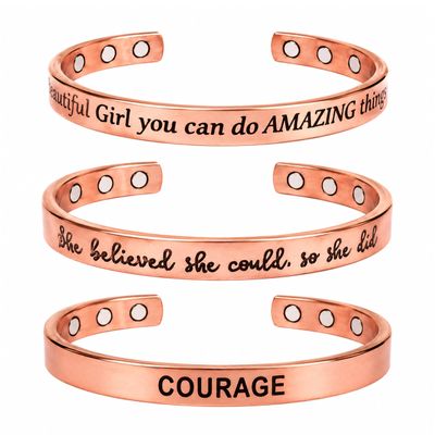 Touchstone magnetic copper bracelets for men women in gift box, Set of 3